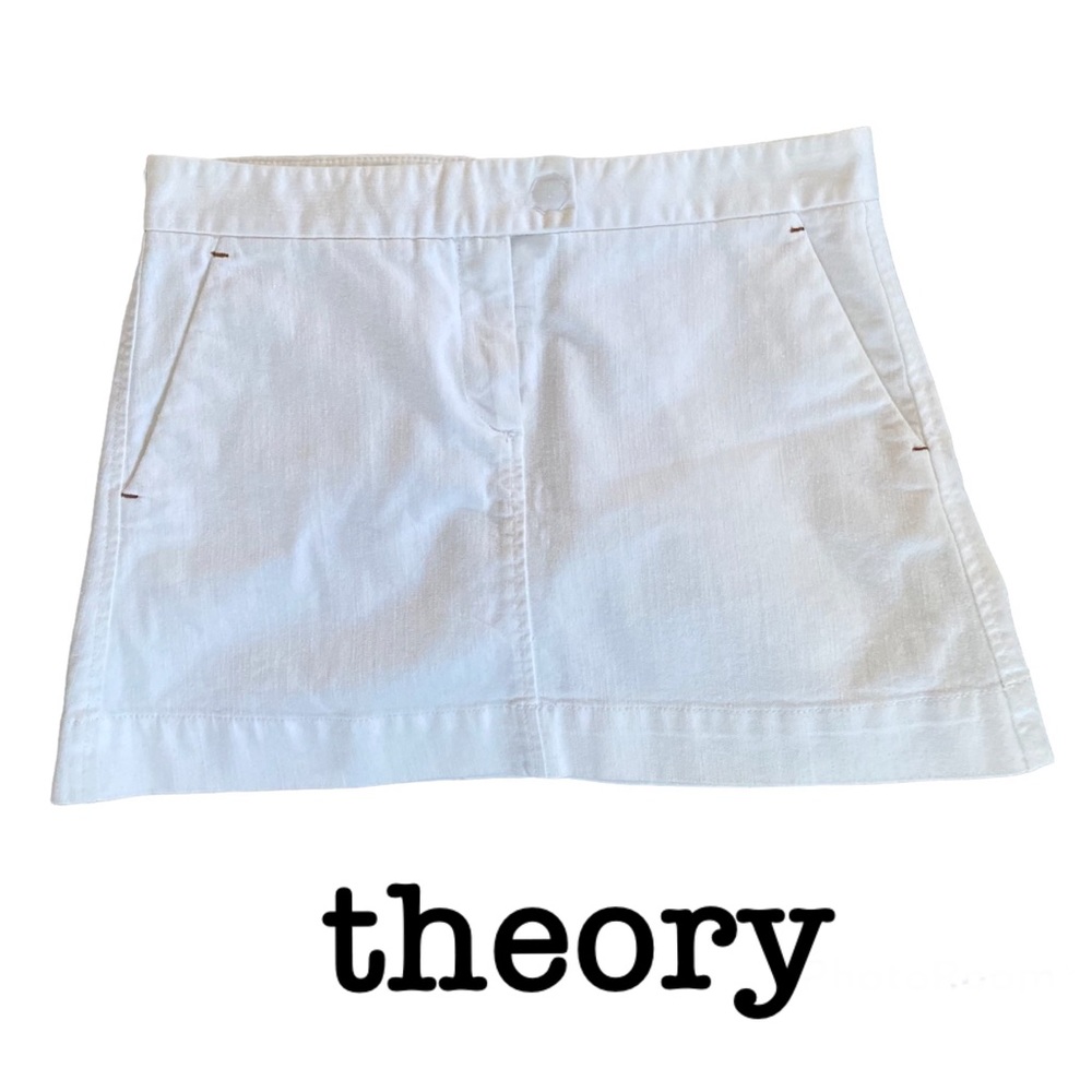 THEORY White Stretch Denim Mini Jean Skirt Size 4